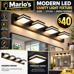 SineRise 4-Light 30in Black LED Vanity Light Fixture – Modern Dimmable Bathroom
