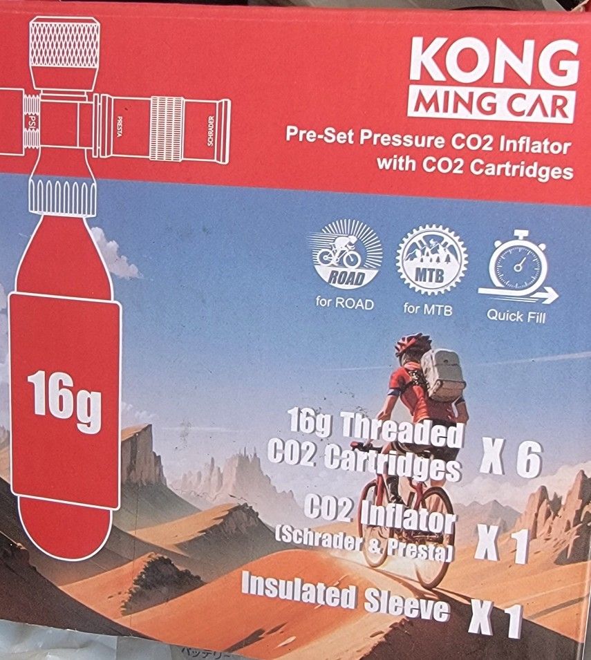 Kong bicycle tire inflator cartridges 3 pcs plus valve