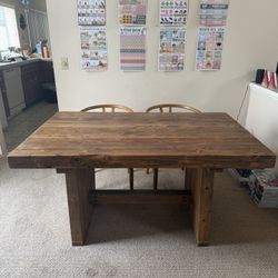 Solid Wood Table And 2 Chairs