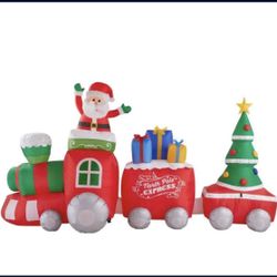 JUMBO 10 FOOT Wide LED North Pole Express Train Holiday Inflatable With Santa That Has Soft Beard, Presents & Tree For Christmas‼️NEW UNOPENED BOX📦‼️