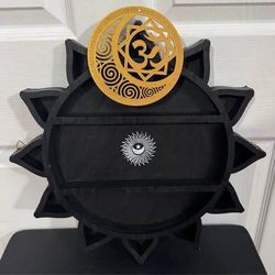 Hanging Wooden Decorative Shelf displayed stones Just $5