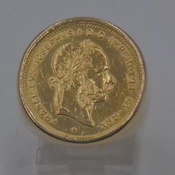 18KT YELLOW GOLD  RING  W 1892 GOLD COIN 10 FRANK .SIZE 7 11.2 GRAMS.  I -11438.