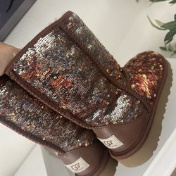 UGG Classic Short Sequin Brown Boots Size 5