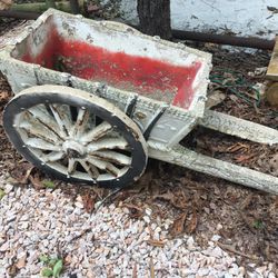 Vintage Concrete Planter Wagon