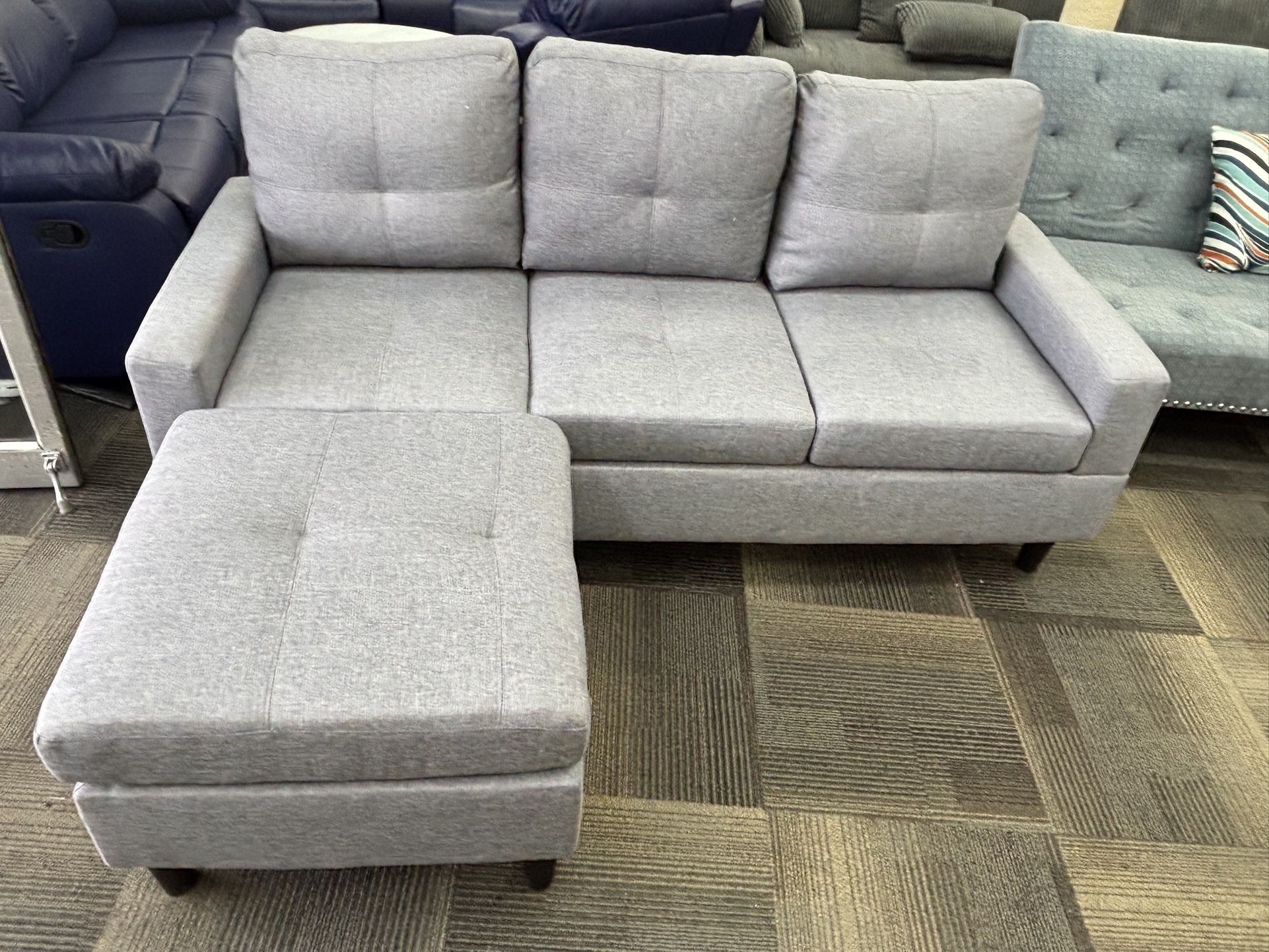 🔥 SALE – LAST ONE IN STOCK! Grey Linen 2-Piece Living Room Sofa Set