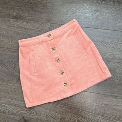 Forever21 Pink Corduroy Button Up Mini Skirt
