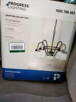 Two chandaliers and on 3 light bathroom light