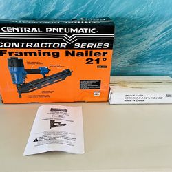 Pneumatic framing nailer with new box of nails  used once  $125 Broadway&Pantano are