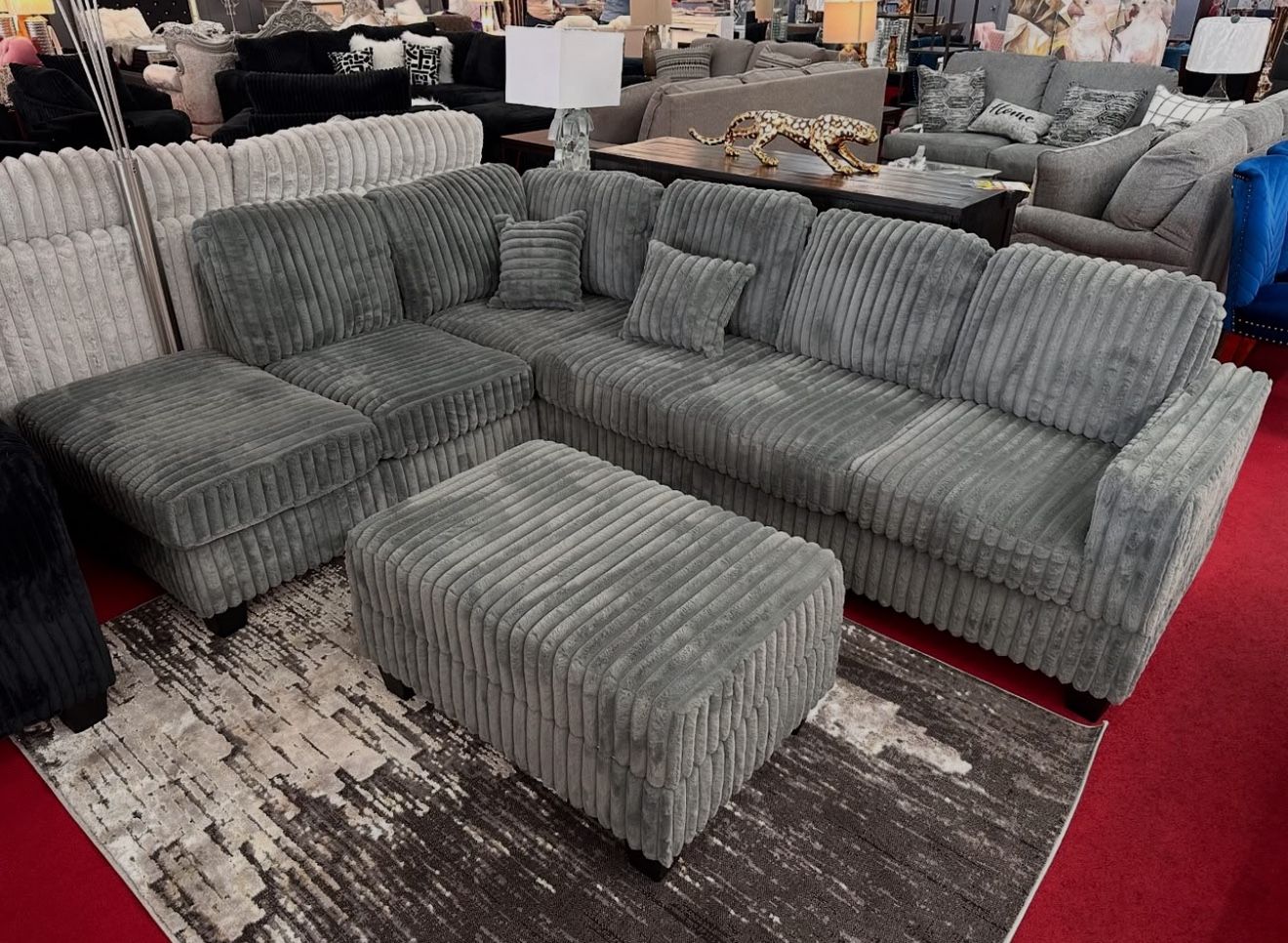 Corduroy Sectionals, Matching Corduroy Ottoman, Sameday Delivery