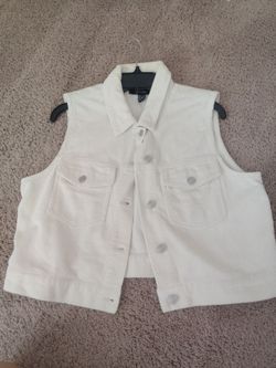 Forever 21 White Corduroy Button-Up Vest