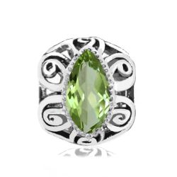 Genuine Peridot gemstone on sterling silver charm, fits on Pandora bracelet