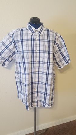 Plaid white and blue shirt size Large