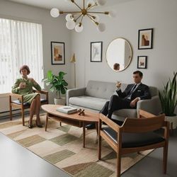 Pair of 2 Authentic Vintage 60s Mid-Century Modern Gunlocke Chairs