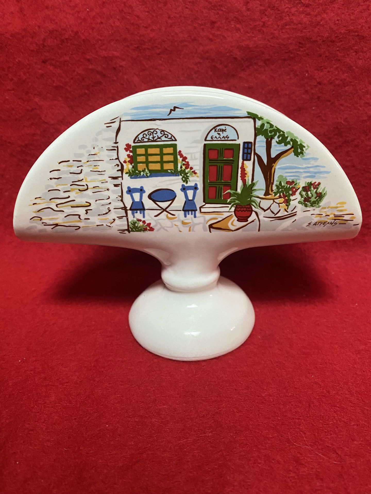 5 Inch Handmade In Greece Ceramic Greek White Pottery Greek Design Napkin Holder Imported Greece (2 available)