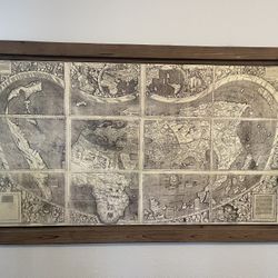 Large Treasure Map Framed Wall Decor 71” x 43” x 2”