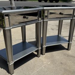 Pier 1 Imports Silver + Mercury mirror Nightstands *Excellent condition*