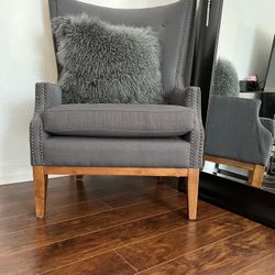 Dark Gray Wingback Accent Chair