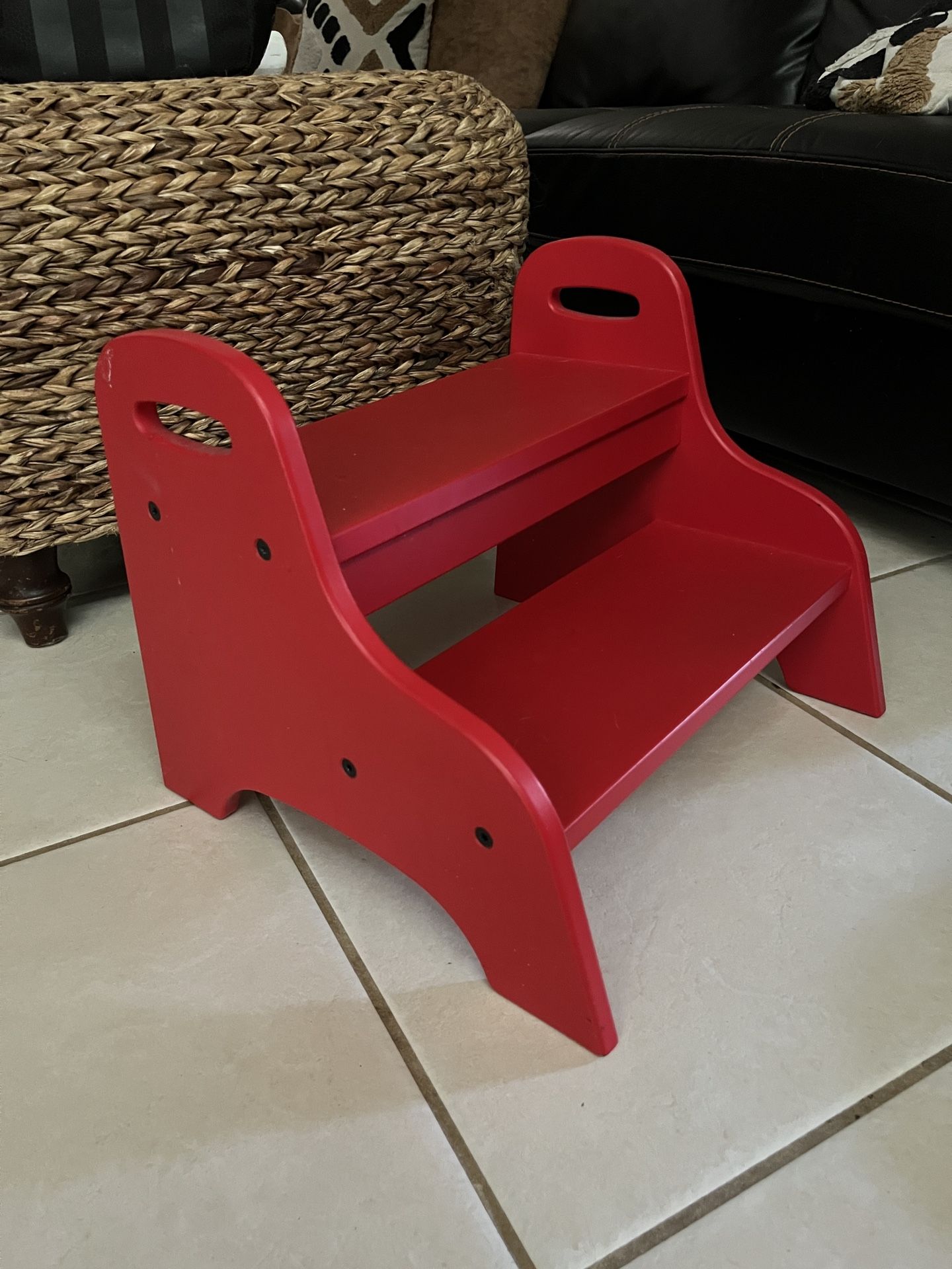IKEA Trogen Red Sturdy Wide Wood Step Stool