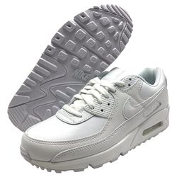 Size 11 - Nike Air Max 90 LTR Leather Triple White Swoosh AM90 NEW!