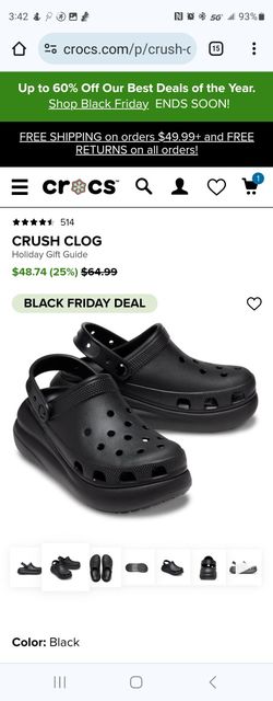 Crocks Crush Black Clugs Size 11 Men
