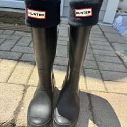 Hunter Rain Boots With Hunter Boot Socks - Size 7
