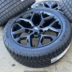 22" Black Snowflake Style Wheels GMC Escalade Falken 285/45R22