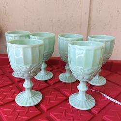 6 jadeite wine glass globets