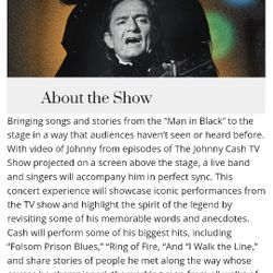 Three Tickets To Johnny Cash Concert Experience