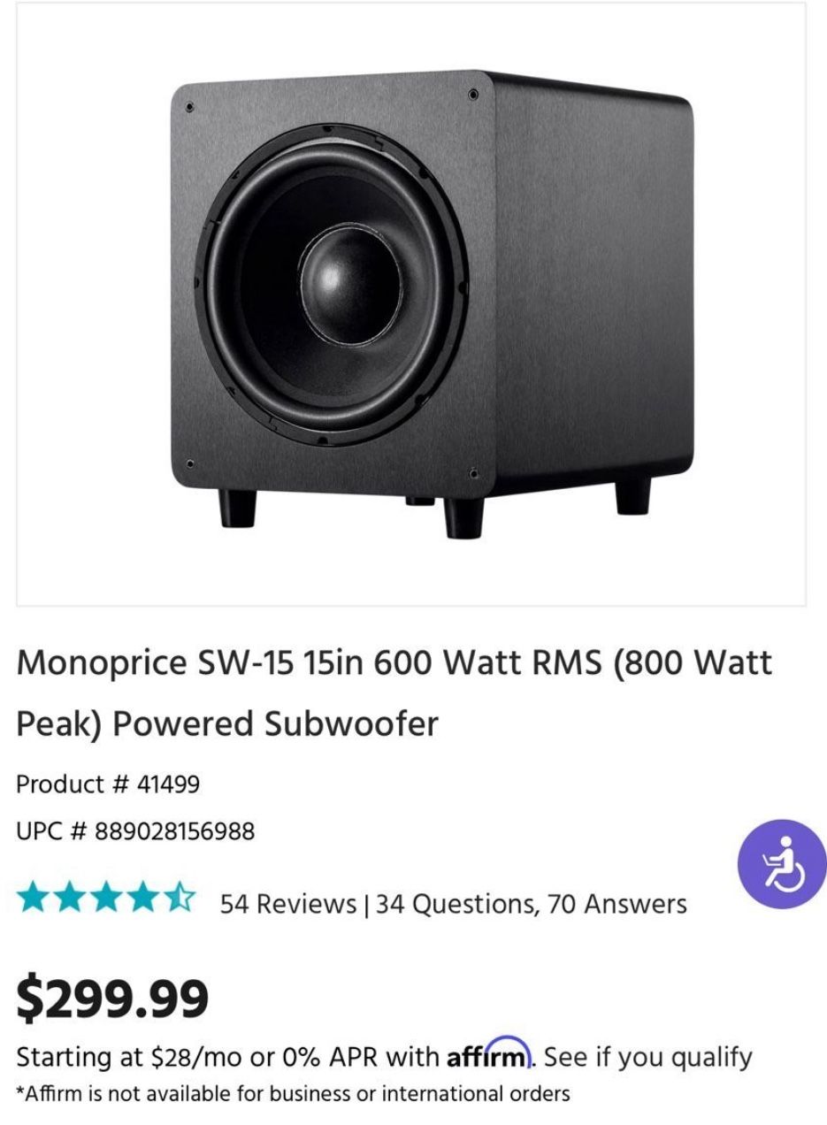 Subwoofer 15in - 600 Watt