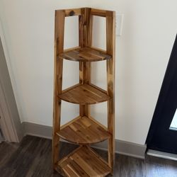 Four-Tier Corner Wood Shelf 