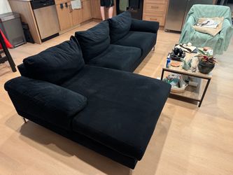 L-shaped Velvet Black Couch