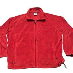 Columbia Fleece Jacket Women's Size 1X Red Long Sleeve Zipper Pockets Full Zip