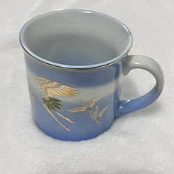 Japanese Crane Longevity Mug Pine Tree Gold Surface Japan Gorgeous Design Cup