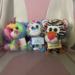 3 Happy Birthday Plushies 