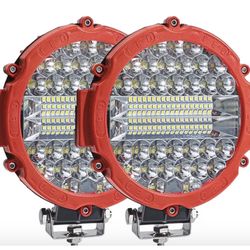 7 Inch LED Off-Road Lights Red With Aluminum Housing