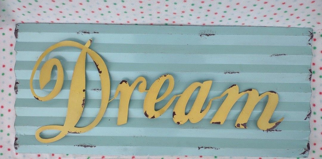 30" x 13.5", 3-D Rigged "DREAM" Metal Art Wall Artwork Deco