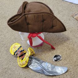 Disney Jack Sparrow Pirates Of The Caribbean Hat and Costume Extras