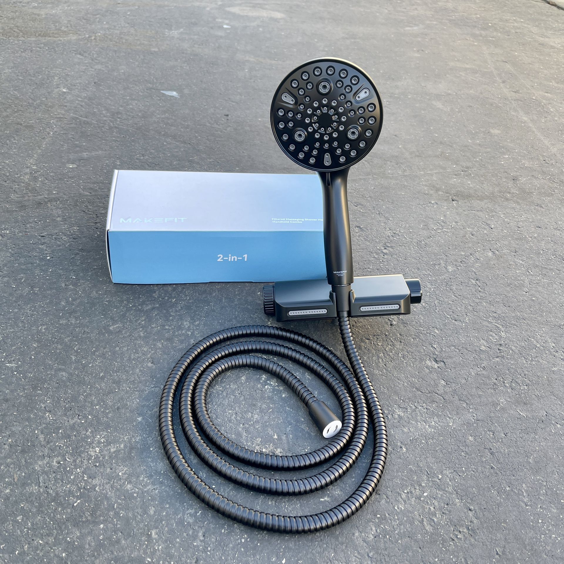 Dual Shower Head Matte Black Bundle with Shower Filter