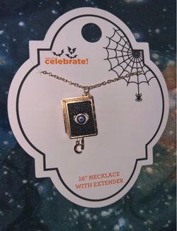 Halloween Spellbook Evil Eye Charm Necklace