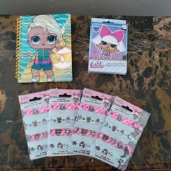 LOL SURPRISE ASSORTMENT - HAIR TIES, JOURNAL NOTEBOOK & PLAYING CARDS - NEW