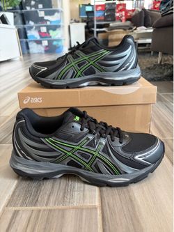 Men's ASICS GEL SEKIRAN Shoes - Black/Silver/Green - Size 10, 10.5, 11.5