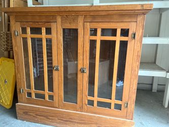 Wood Cabinet with Glass Panel Doors (MUST PICK UP)