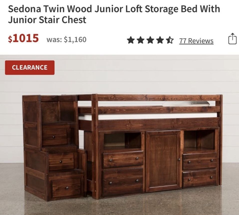 Junior twin Loft Bed With Storage