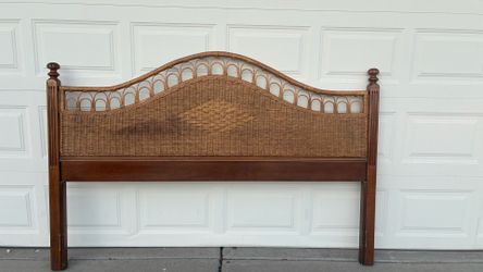 King Vintage Coastal Wicker & Rattan Headboard | Palm Beach Boho