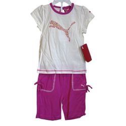NEW Puma Kids 2 Piece Minicat Alpha Short Set size 24M Pink