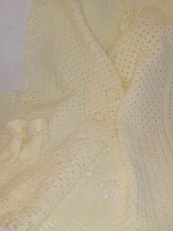 Baby Girl blanket socks/booty set, hand crafted, made with acrylic yarn, new, $25 set.