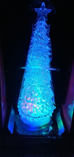 Holiday Christmas tree display Figurine Led Light Battery operated table top