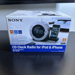 Sony Dream Machine ICF-CD3iP Clock Radio CD Player iPod Dock Alarm Tested Works