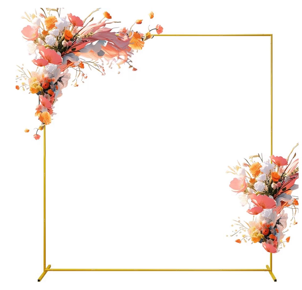 6.6FTx6.6FT Wedding Arch Backdrop Stand Square Gold Metal Balloon Arch Frame for Ceremony Anniversary Garden Arbor Outdoor Baby Shower Photo B