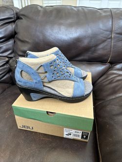 JBU by Jambu Isla Vegan Wedge Sandals Light Denim Foam Shoes Size 9